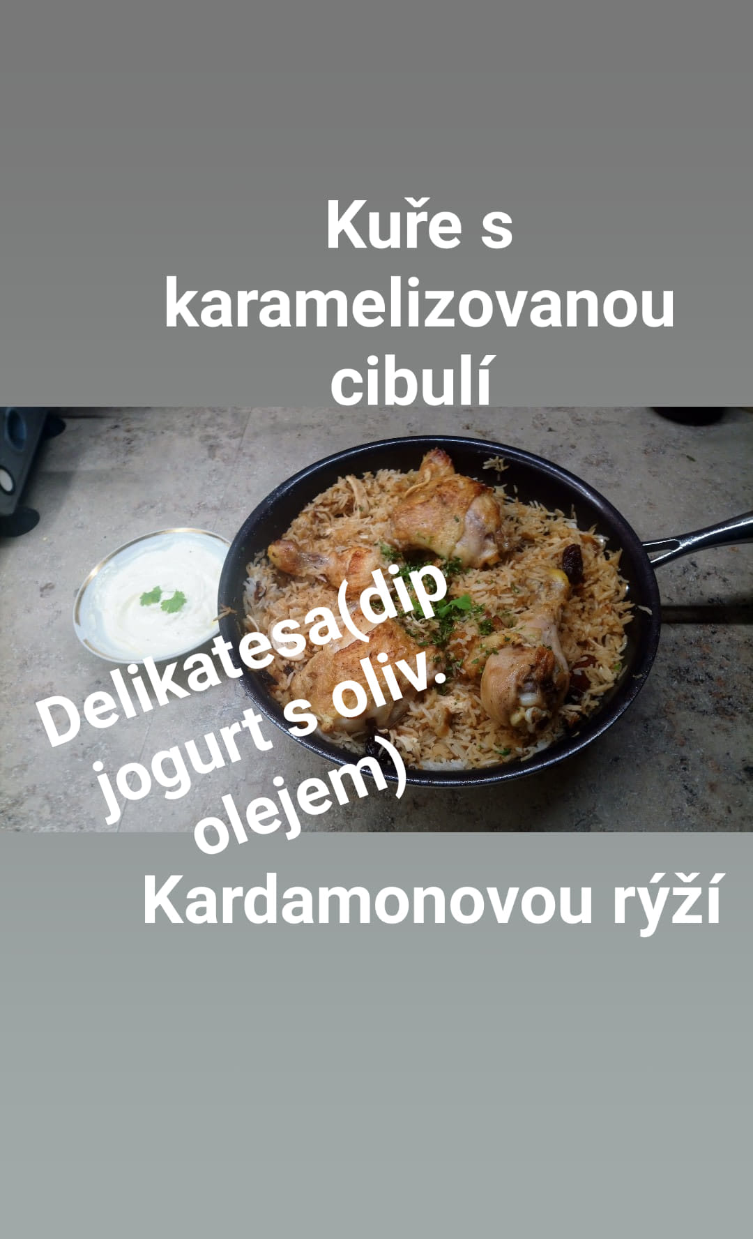 kure s karamovou ryzi a karamelizovanou cibulkou